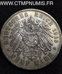 ALLEMAGNE PRUSSE 5 MARK ARGENT 1913