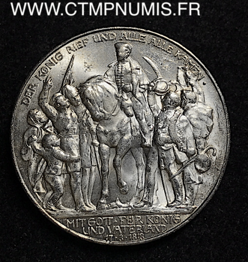 ALLEMAGNE PRUSSE 3 MARK ARGENT 1913 SUP