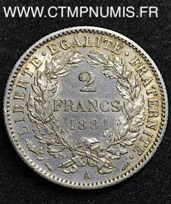 2 FRANCS ARGENT CERES AVEC LEGENDE 1881 A PARIS