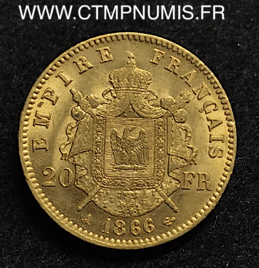 20 FRANCS OR NAPOLEON LAUREE 1866 A PARIS