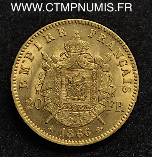 20 FRANCS OR NAPOLEON  LAUREE 1866 A PARIS