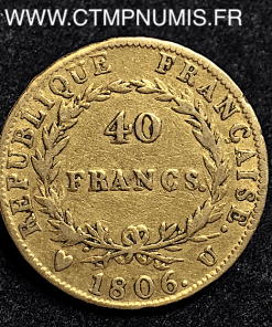 40 FRANCS OR NAPOLEON I°  1806 U TURIN