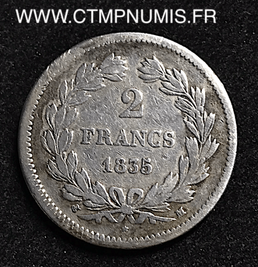 2 FRANCS ARGENT LOUIS PHILIPPE I° 1835 M TOULOUSE