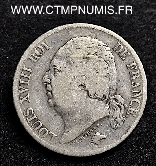 2 FRANCS ARGENT LOUIS XVIII 1816 M TOULOUSE