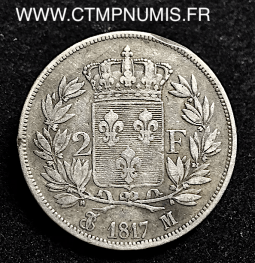 2 FRANCS ARGENT LOUIS XVIII 1817 M TOULOUSE