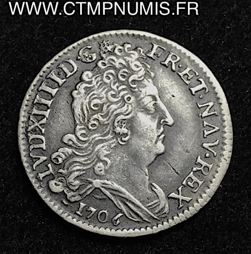 LOUIS XIV 10 SOLS INSIGNES ARGENT 1706 B ROUEN