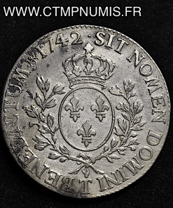 LOUIS XV ECU ARGENT AU BANDEAU 1742 T NANTES