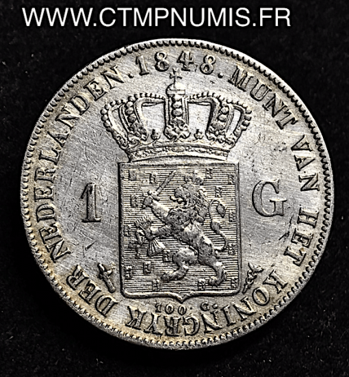 PAYS BAS 1 GULDEN ARGENT 1848 TTB