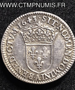 LOUIS XIV 1/12 ECU ARGENT MECHE COURTE 1643