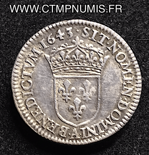 LOUIS XIV 1/12 ECU ARGENT MECHE COURTE 1643