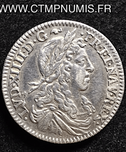 LOUIS XIV 1/12 ECU ARGENT JUVENILE 1659 B ROUEN