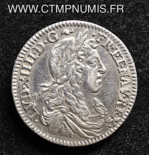 LOUIS XIV 1/12 ECU ARGENT JUVENILE 1659 B ROUEN