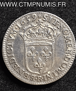 LOUIS XIV 1/12 ECU ARGENT JUVENILE 1659 B ROUEN