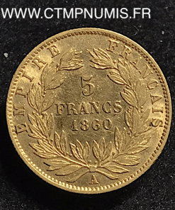 5 FRANCS OR NAPOLEON III TETE NUE 1858 A PARIS