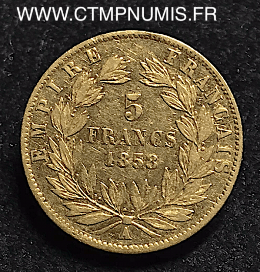 5 FRANCS OR NAPOLEON III  1860 A PARIS ABEILLE
