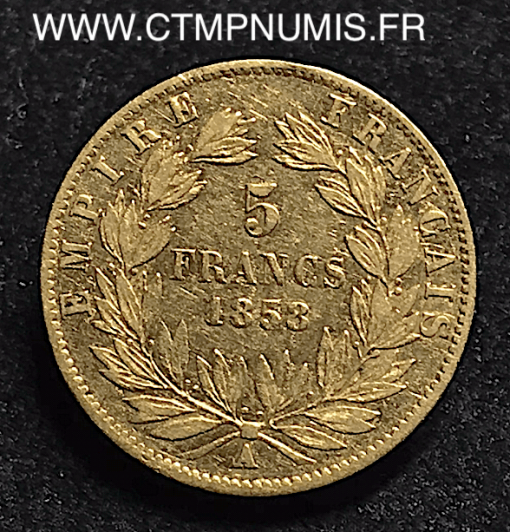 5 FRANCS OR NAPOLEON III 1860 A PARIS ABEILLE