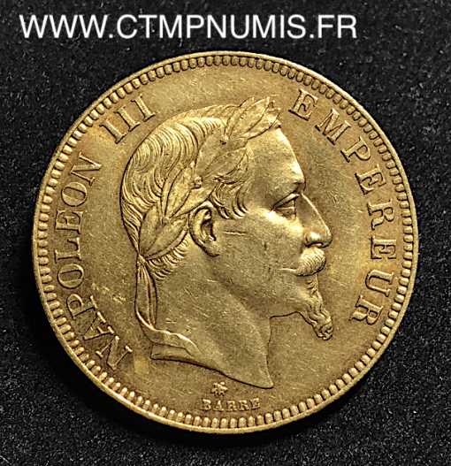 100 FRANCS OR NAPOLEON III LAUREE 1867 PARIS