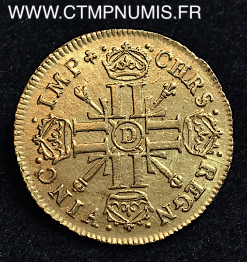 LOUIS XIV LOUIS D’OR AUX 8 L ET INSIGNES 1701 D LYON