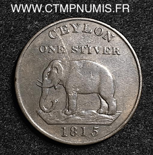 SRI LANKA CEYLAN 1 STIVER 1815 R/ ELEPHANT