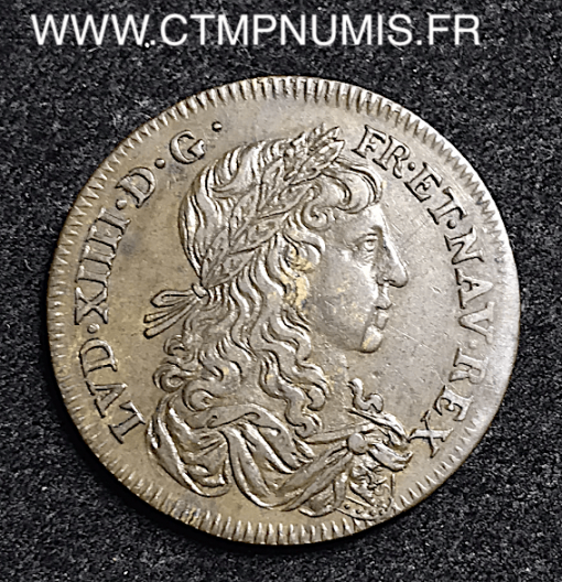 JETON BRONZE LOUIS XIV ND R/ ECU DE FRANCE