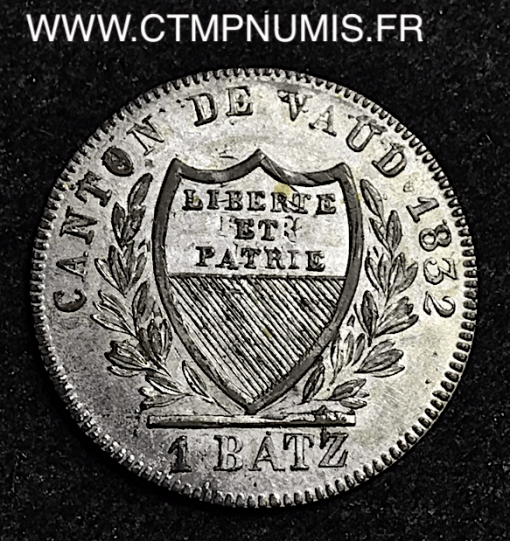 SUISSE 1 BATZEN BILLON CANTON DE VAUD 1832