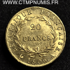 20 FRANCS OR NAPOLEON I° EMPEREUR 1806 A