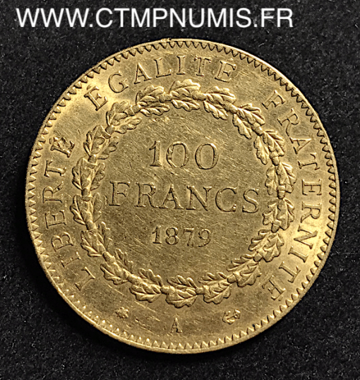 100 FRANCS OR GENIE III° REPUBLIQUE 1879 A