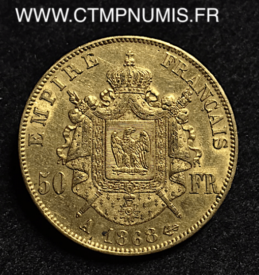 50 FRANCS OR NAPOLEON III TETE LAUREE 1868 A