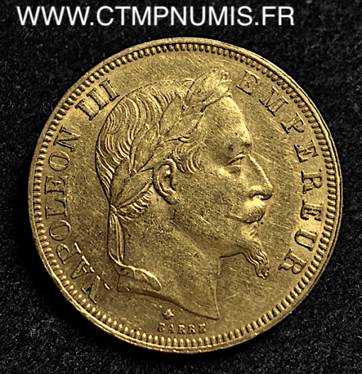 50 FRANCS OR NAPOLEON III TETE LAUREE 1868 A