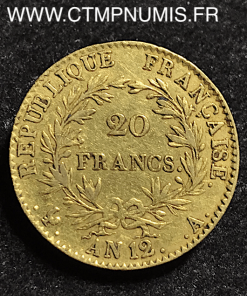 20 FRANCS OR BONAPARTE AN 12 A PARIS