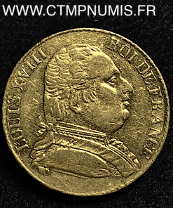 20 FRANCS OR LOUIS XVIII BUSTE 1815 R LONDRES