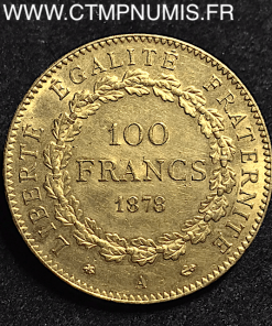 100 FRANCS OR GENIE 1878 A PARIS TTB