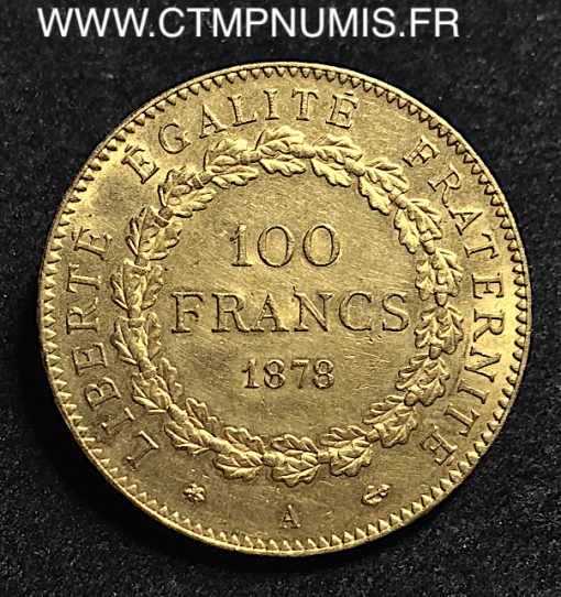 100 FRANCS OR GENIE 1878 A PARIS TTB