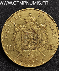 100 FRANCS OR NAPOLEON III 1857 A PARIS