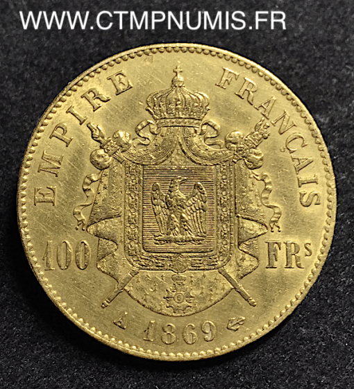 100 FRANCS OR NAPOLEON III TETE LAUREE 1869 A