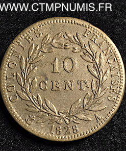 GUYANE 10 CENTIMES CHARLES X 1828 A PARIS