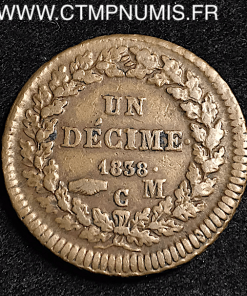 MONACO UN DECIME HONORE V 1838 MC