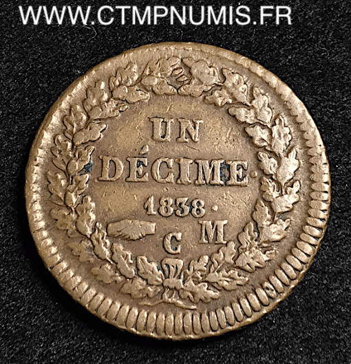 MONACO UN DECIME HONORE V 1838 MC