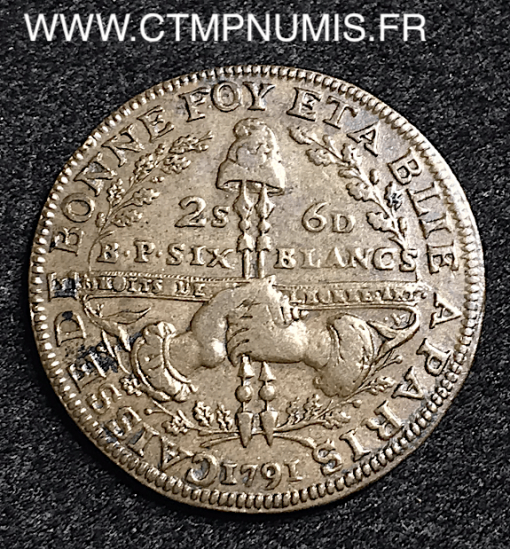 MONNAIE SIX BLANCS DE MONTAGNY 1791
