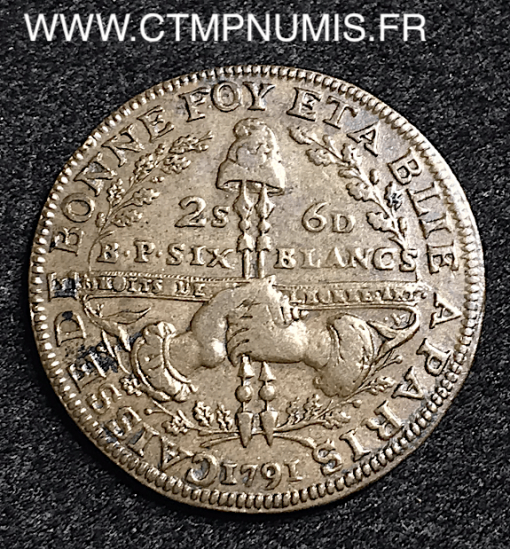 MONNAIE  SIX BLANCS DE MONTAGNY 1791