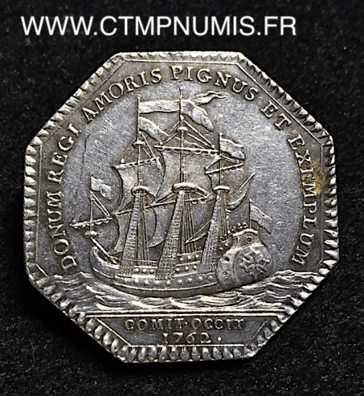 JETON ARGENT LANGUEDOC TOULOUSE 1762 NAVIRE