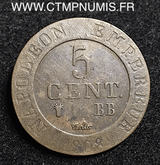 5 CENTIMES NAPOLEON I° 1808 BB STRASBOURG