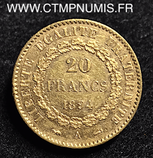 20 FRANCS OR GENIE 1894 A PARIS