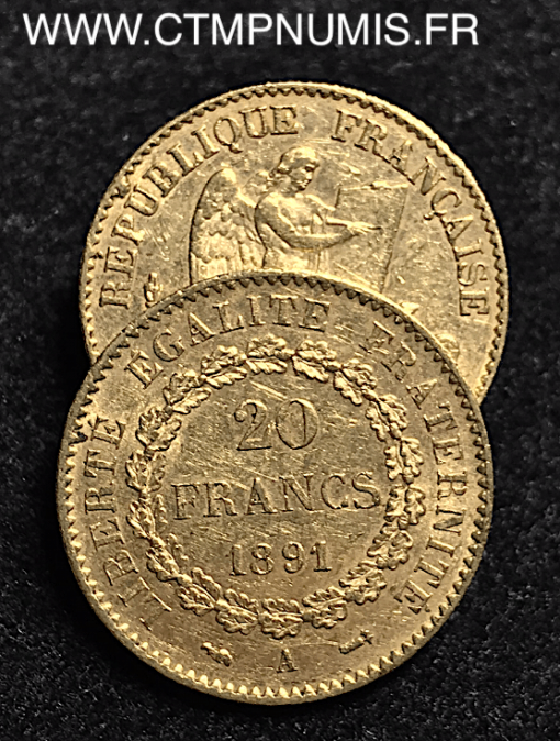 20 FRANCS OR GENIE 1891 A PARIS