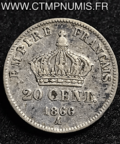 20 CENTIMES ARGENT NAPOLEON III 1866 A PARIS