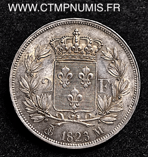 2 FRANCS ARGENT LOUIS XVIII 1823 M TOULOUSE