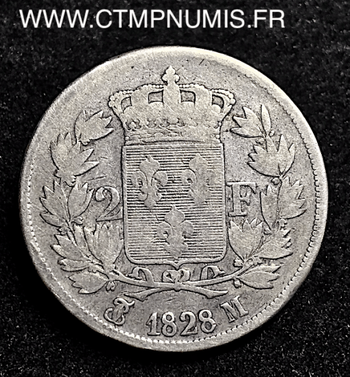 2 FRANCS ARGENT CHARLES X 1828 M TOULOUSE