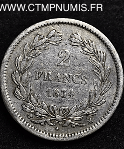 2 FRANCS LOUIS PHILIPPE 1834 M TOULOUSE