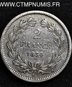 2 FRANCS  LOUIS PHILIPPE 1834 M TOULOUSE