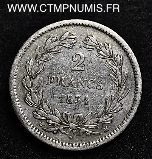 2 FRANCS LOUIS PHILIPPE 1834 M TOULOUSE